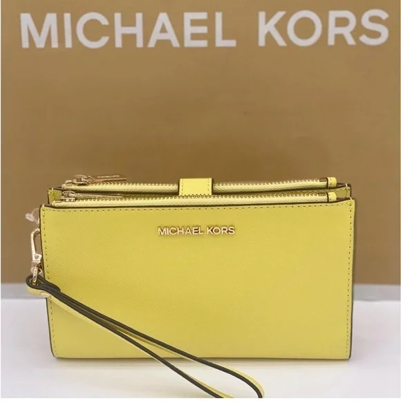 Michael Kors DoubleZip Wallet Wristlet Phone Case Sunshine - Picture 5 of 11